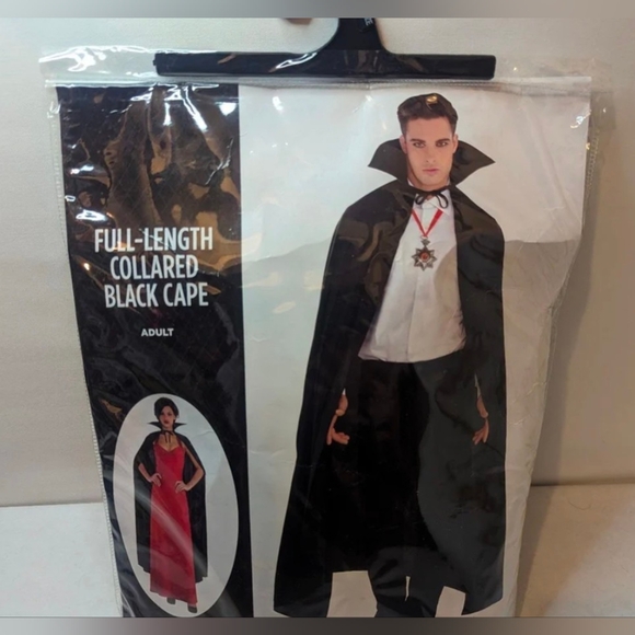 Suit Yourself Costume Co. | Full-length Collared Adult Black Vampire Cape OSFA - Picture 1 of 3